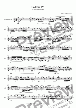 page one of Cadenza IV  for solo Bb clarinet
