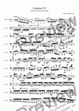 page one of Cadenza VI  for Bass clarinet and Delay