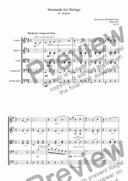 page one of Serenade for Strings II - Waltzer