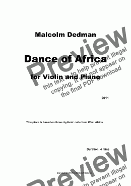 page one of Dance of Africa