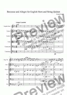 page one of Berceuse and Allegro for English Horn and String Quintet