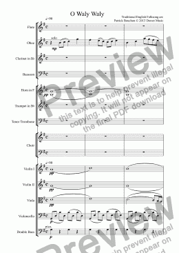page one of O Waly Waly (SATB & Orchestra)