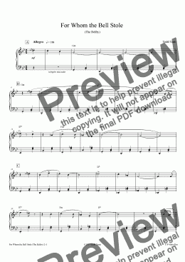page one of For Whom the Bell Stole [piano solo]