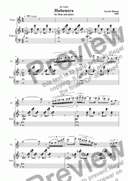 page one of Habenera for Flute and Piano