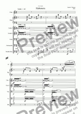 page one of Habenera for Flute Harp & Strings