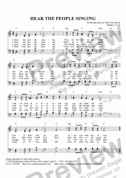 page one of Hear the People Singing (Palm Sunday Hymn)