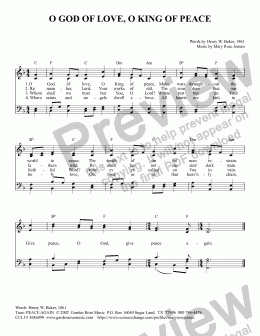 page one of O God of Love, O King of Peace (Prayer for Peace) A retuned hymn