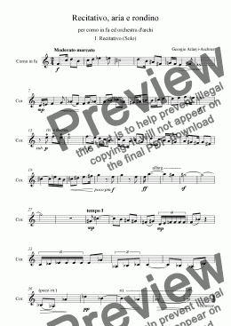page one of Recitativo per corno solo