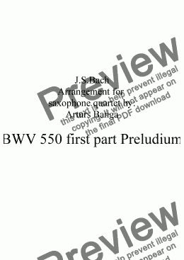 page one of BWV 550 first part Preludium