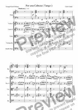 page one of Por una Cabeza ( Tango ) for Strings & Harp