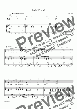 page one of I AM Come! [piano-vocal]