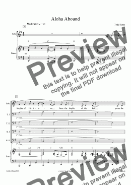 page one of Aloha Abound [piano-vocal solo-TTBB]