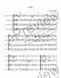 page one of Largo by Galuppi for Recorder quartet