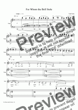 page one of For Whom the Bell Stole [piano-vocal solo-TTBB]