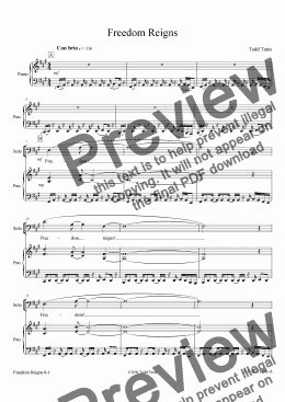 page one of Freedom Reigns [piano-vocal solo-TTBB]