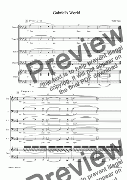 page one of Gabriel’s World [piano-vocal solo-TTBB]