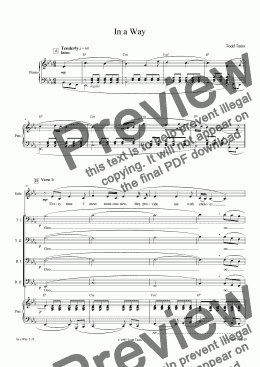 page one of In a Way [piano-vocal solo-TTBB]
