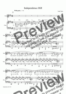 page one of Independence Hill [piano-vocal solo-TTBB]