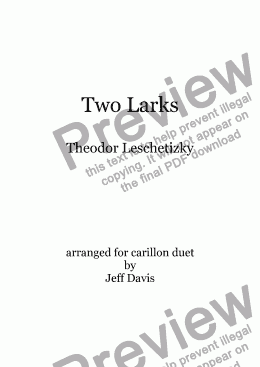 page one of Two Larks (carillon duet)