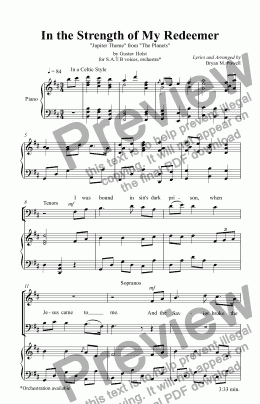page one of In the Strength of My Redeemer "Jupiter Theme" from "The Planets"