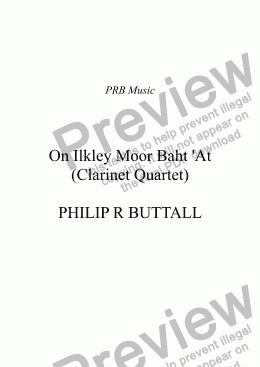 page one of On Ilkley Moor Baht ’At (Clarinet Quartet)