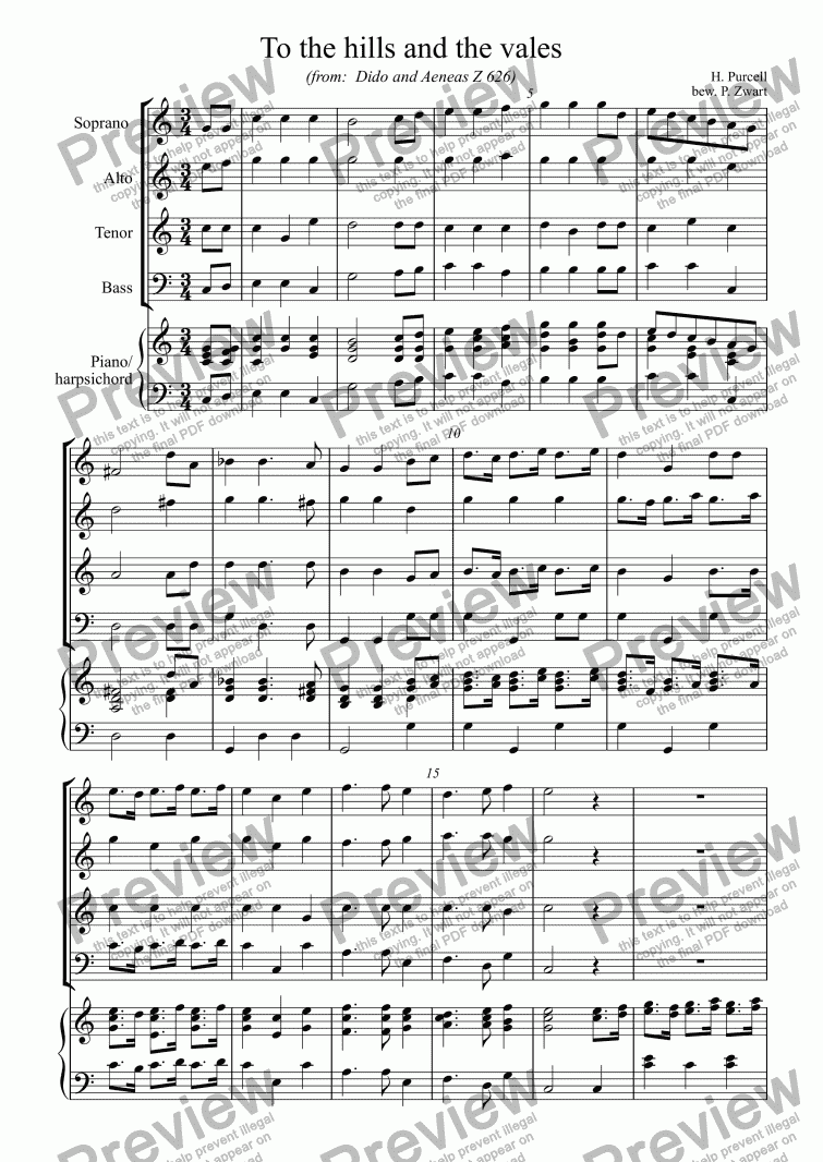 page one of To the hills and the vales (Purcell)