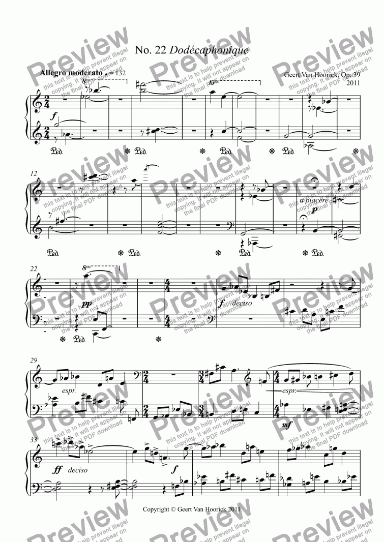 page one of 24 Preludes for piano, Op. 39 - Prelude No. 22 Dodécaphonique