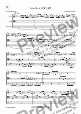 page one of Suite d minor after Handel (Händel) (String Trio; Vl Va Vc)