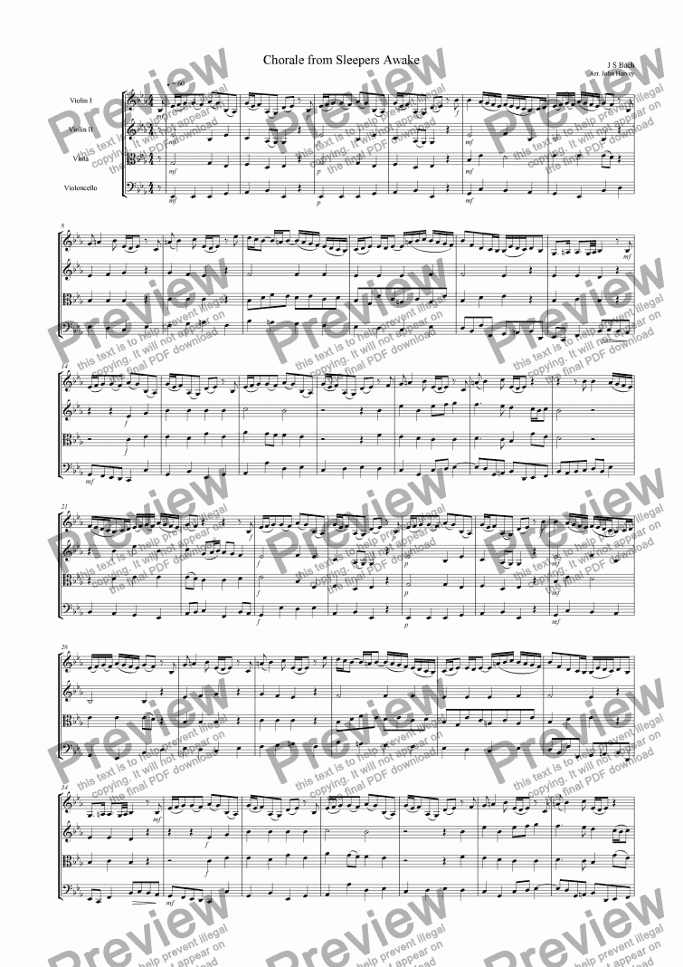 page one of Chorale from Sleepers Awake
