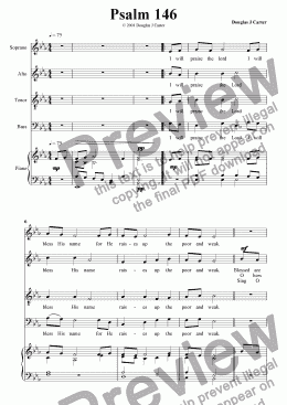 page one of Psalm 146 I Will Praise the Lord (Keyboard SATB)