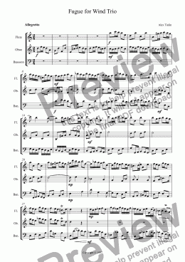 page one of Fugue for Wind Trio