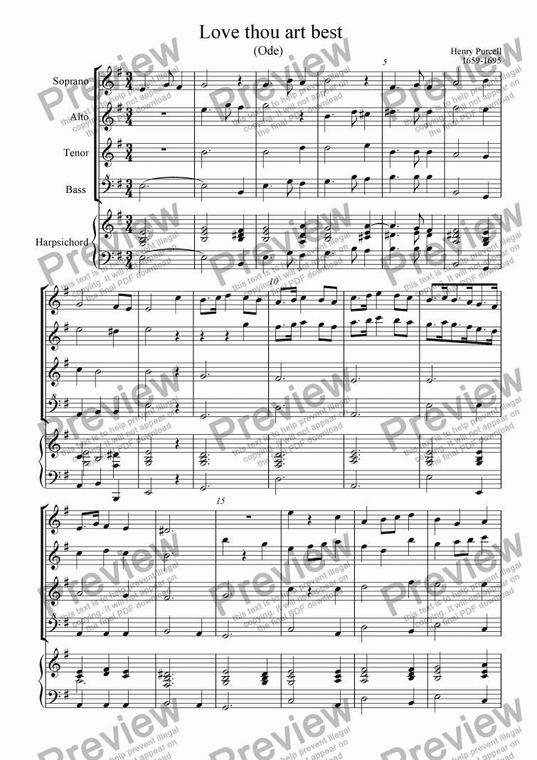 page one of Love thou art best (Purcell)