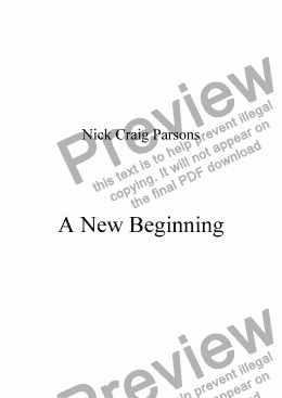 page one of A New Beginning