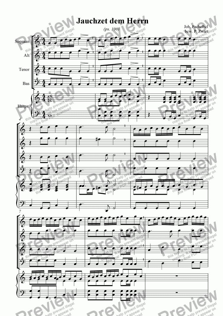 page one of Jauchzet dem Herrn (Pachelbel)