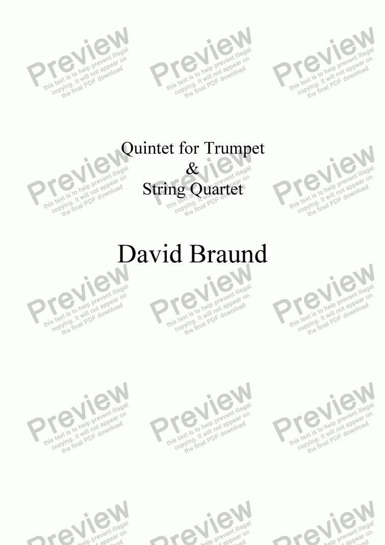 page one of Quintet for Trumpet & String Quartet