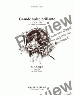 page one of Grande Valse Brillante Op. 34 No. 2 for clarinet in Bb and piano
