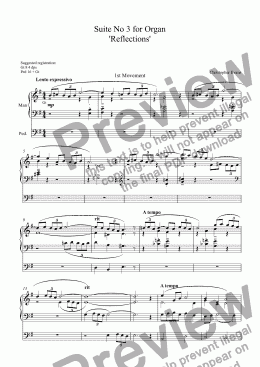 page one of Suite No 3 ’Reflections’ for Organ