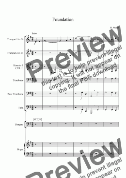 page one of Foundation (for Brass Quartet & org)