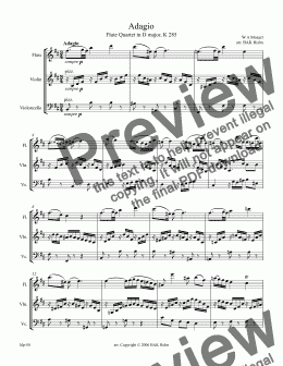 page one of Adagio -Mozart K285 (flute, violin, cello)