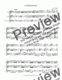 page one of La Rejouissance (flute, violin, and cello)