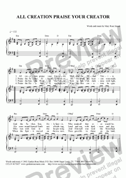 page one of All Creation Praise Your Creator - Contemporary (solo or unison)