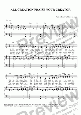 page one of All Creation Praise Your Creator - Contemporary (duet)
