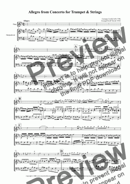 page one of Allegro from the Trumpet Concerto for Flute & Keyboard 