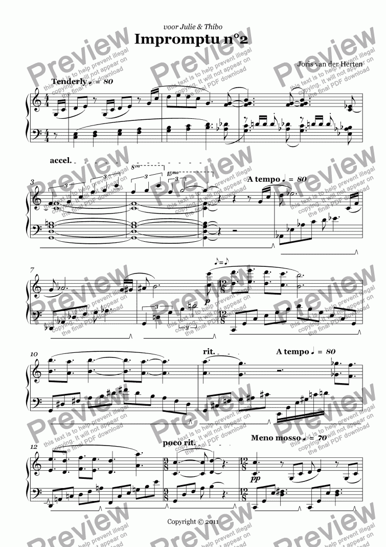 page one of Impromptu n°2 (juvenilia, piano)