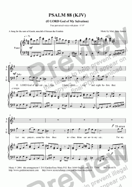 page one of Psalm 88 (KJV) (SATB + piano) Choral Anthem 