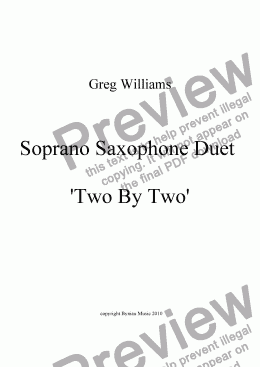 page one of Soprano Sax Duet - Two By Two