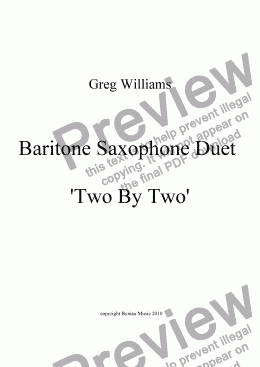 page one of Baritone Sax Duet - Two By Two
