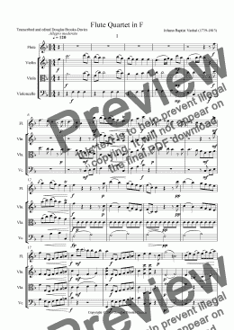 page one of Vanhal, Johann Baptist: Flute Quartet in F (fl, vln, vla, cello)