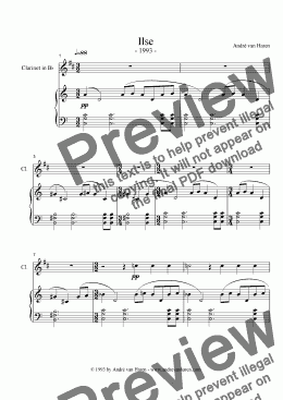 page one of Ilse - Clarinet and Piano