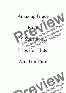 page one of Amazing Grace. Flute Trio